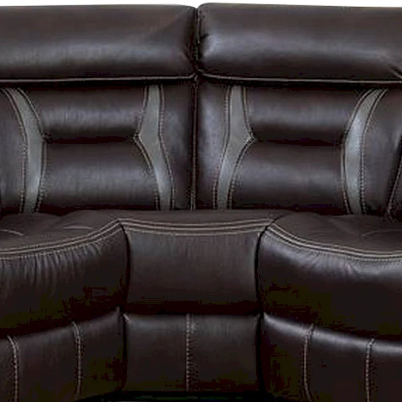 Canapé d'angle inclinable électrique avec ports USB, en similicuir marron