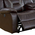 Canapé d'angle inclinable électrique avec ports USB, en similicuir marron