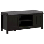 Banc de rangement avec portes coulissantes et étagères réglables
