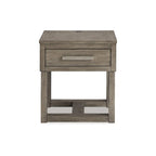 Table de chevet marron/gris avec chargement USB - 22L x 24P x 24H