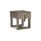 Table de chevet marron/gris avec chargement USB - 22L x 24P x 24H