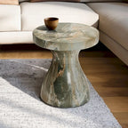Table d'appoint ronde effet marbre pour l'intérieur et l'extérieur