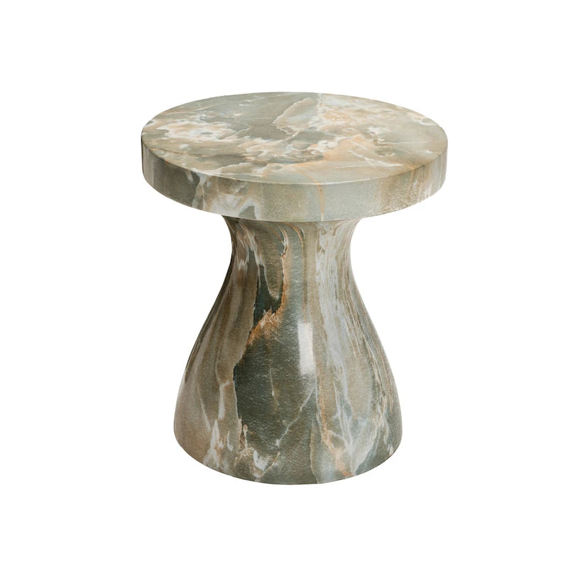 Table d'appoint ronde effet marbre pour l'intérieur et l'extérieur