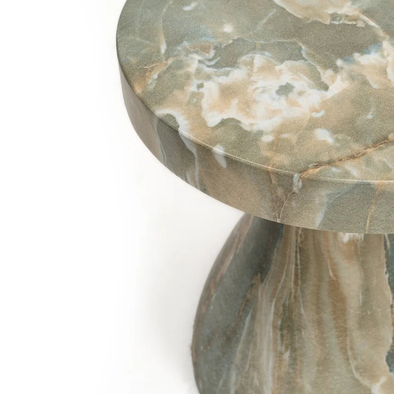 Table d'appoint ronde effet marbre pour l'intérieur et l'extérieur