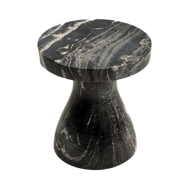 Table d'appoint ronde effet marbre pour l'intérieur et l'extérieur