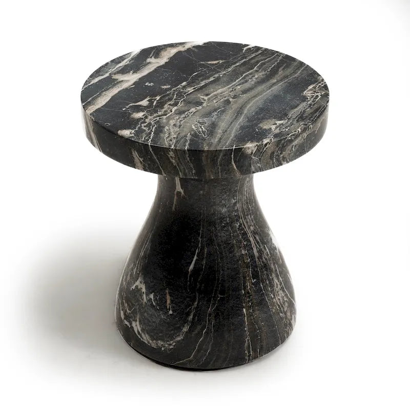 Table d'appoint ronde effet marbre pour l'intérieur et l'extérieur
