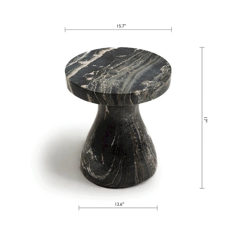 Table d'appoint ronde effet marbre pour l'intérieur et l'extérieur