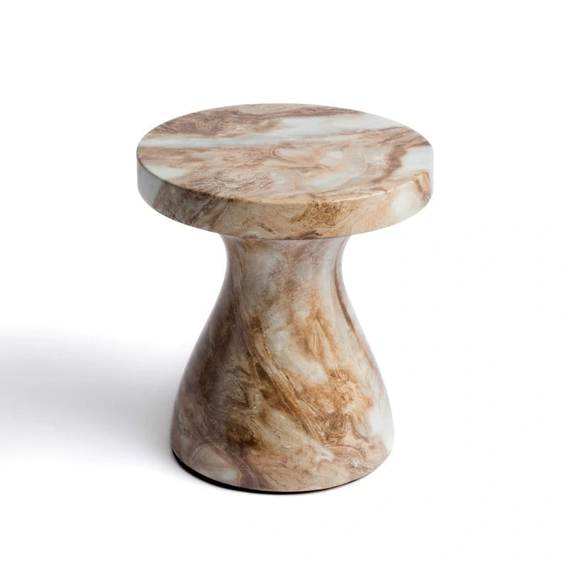 Table d'appoint ronde effet marbre pour l'intérieur et l'extérieur