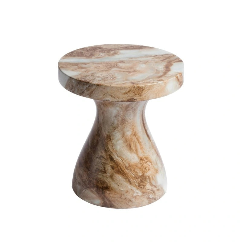 Table d'appoint ronde effet marbre pour l'intérieur et l'extérieur