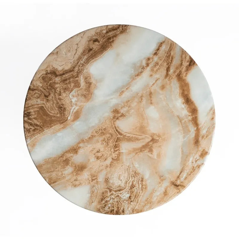 Table d'appoint ronde effet marbre pour l'intérieur et l'extérieur