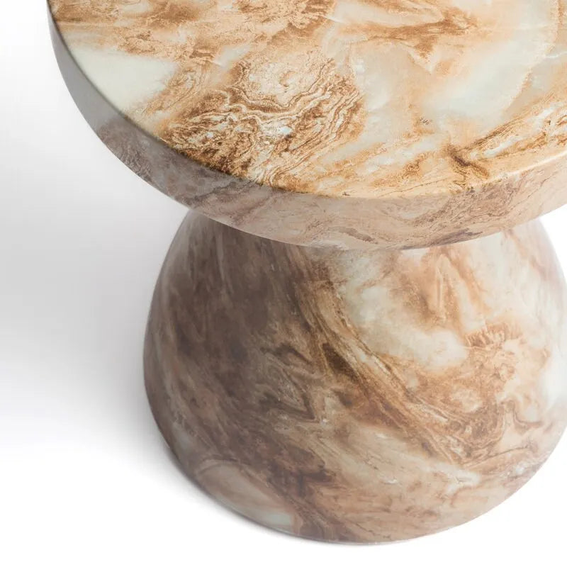 Table d'appoint ronde effet marbre pour l'intérieur et l'extérieur