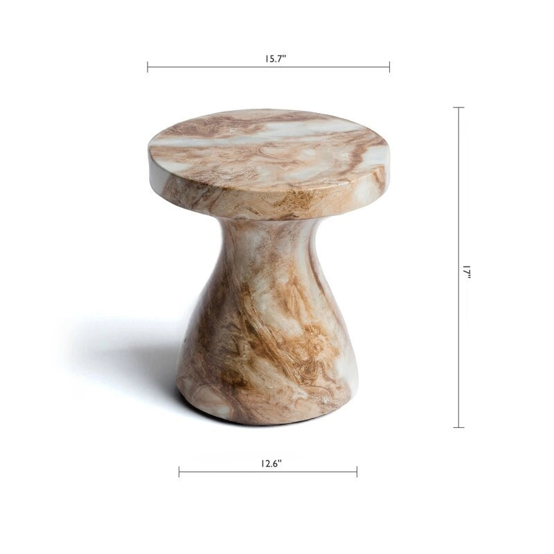 Table d'appoint ronde effet marbre pour l'intérieur et l'extérieur