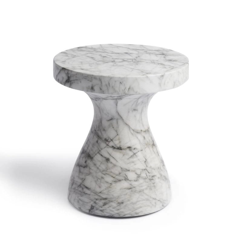 Table d'appoint ronde effet marbre pour l'intérieur et l'extérieur