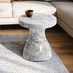 Table d'appoint ronde effet marbre pour l'intérieur et l'extérieur