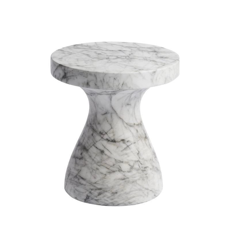 Table d'appoint ronde effet marbre pour l'intérieur et l'extérieur