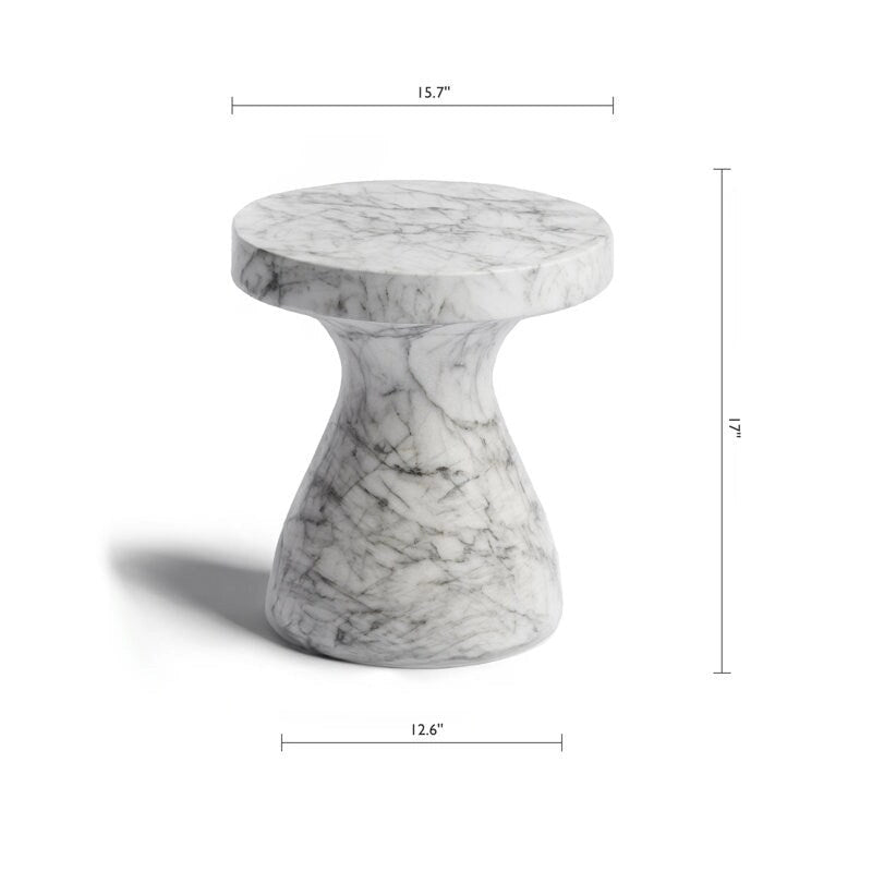 Table d'appoint ronde effet marbre pour l'intérieur et l'extérieur