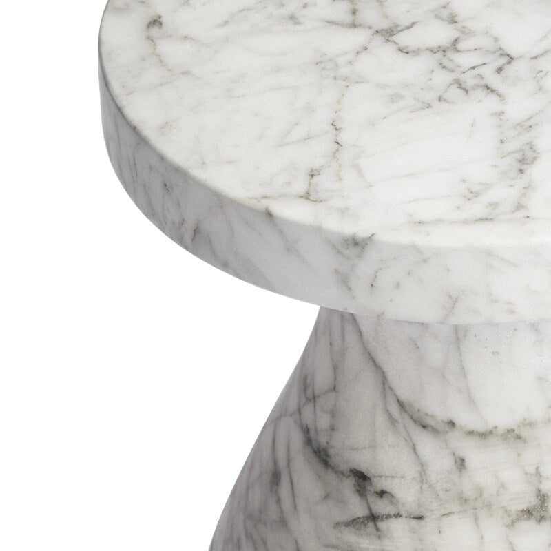 Table d'appoint ronde effet marbre pour l'intérieur et l'extérieur