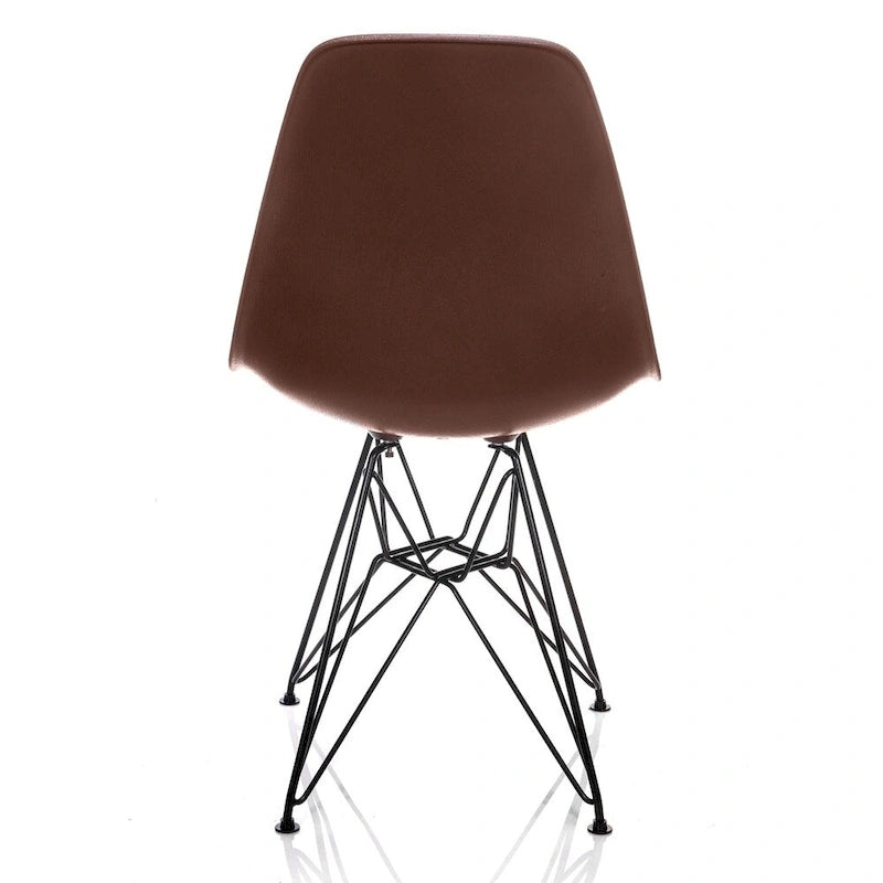 Chaise de salle à manger moderne du milieu du siècle avec pieds en acier noir