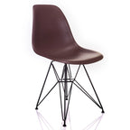 Chaise de salle à manger moderne du milieu du siècle avec pieds en acier noir