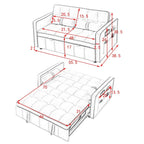 Canapé-lit extensible de 141 cm avec dossier réglable, poches latérales et oreillers lombaires
