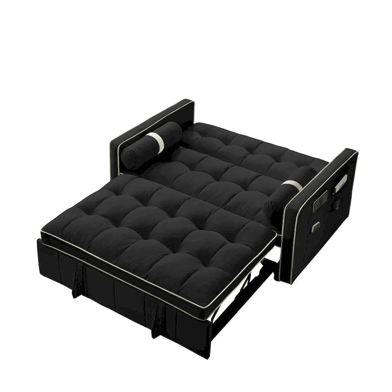 Canapé-lit extensible de 141 cm avec dossier réglable, poches latérales et oreillers lombaires