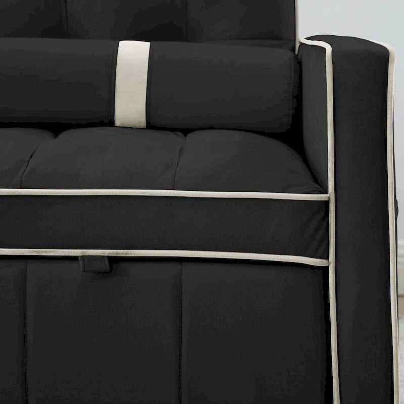 Canapé-lit extensible de 141 cm avec dossier réglable, poches latérales et oreillers lombaires