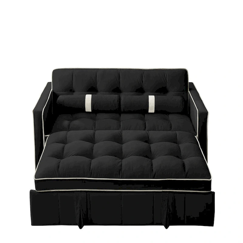 Canapé-lit extensible de 141 cm avec dossier réglable, poches latérales et oreillers lombaires