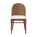 Chaise de salle à manger bohème en bois d'acacia et jonc de mer