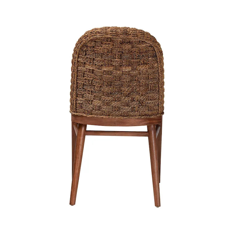 Chaise de salle à manger bohème en bois d'acacia et jonc de mer