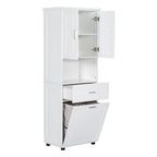 Armoire de rangement haute de salle de bain avec panier à linge