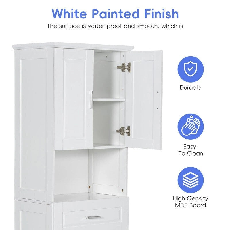 Armoire de rangement haute de salle de bain avec panier à linge
