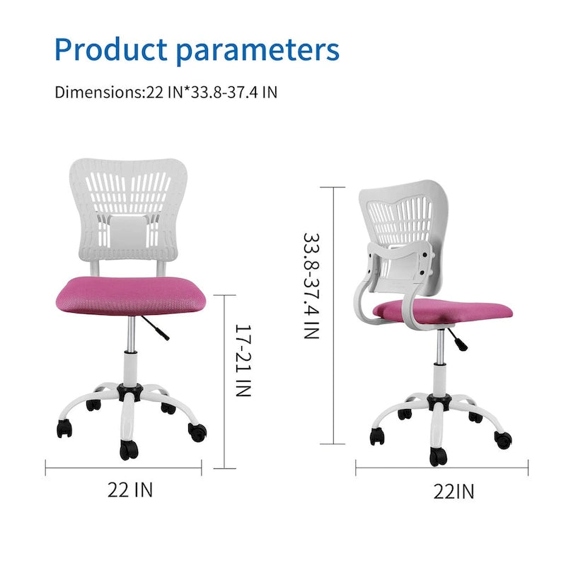 Chaise de bureau sans accoudoirs en maille, avec hauteur réglable