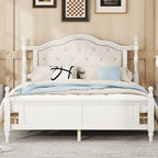 Cadre de lit Queen Size avec tête de lit capitonnée et pied de lit panneau
