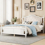 Cadre de lit Queen Size avec tête de lit capitonnée et pied de lit panneau