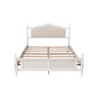 Cadre de lit Queen Size avec tête de lit capitonnée et pied de lit panneau