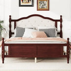 Cadre de lit Queen Size avec tête de lit capitonnée et pied de lit panneau