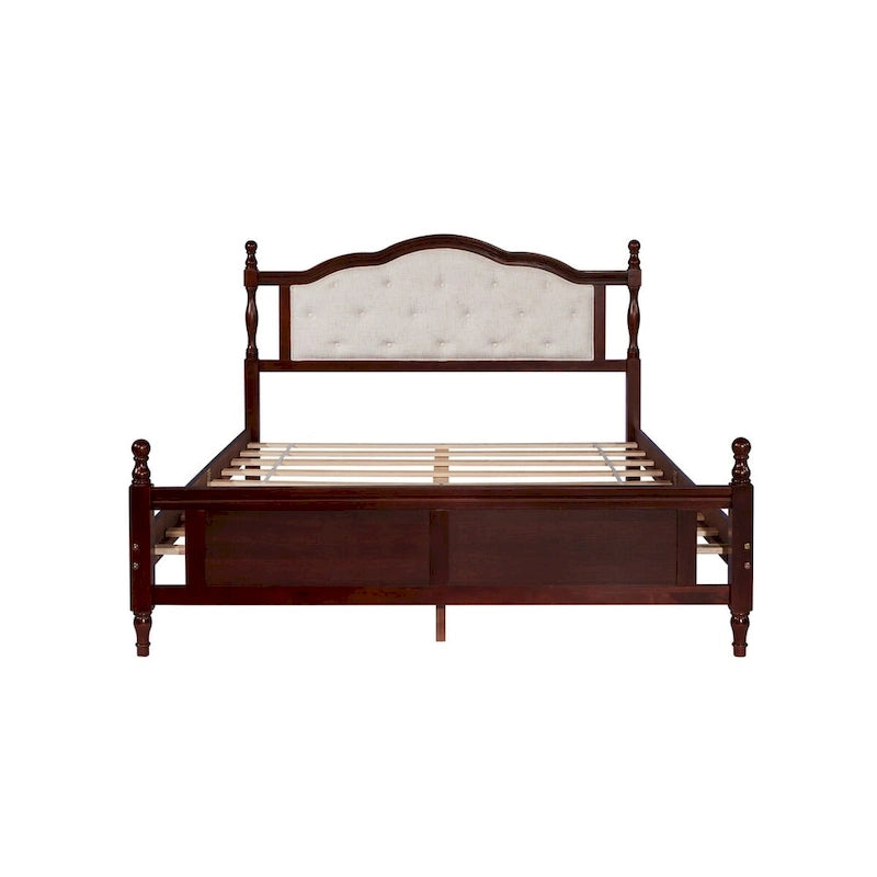 Cadre de lit Queen Size avec tête de lit capitonnée et pied de lit panneau