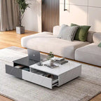 Table basse bicolore avec étagère de rangement