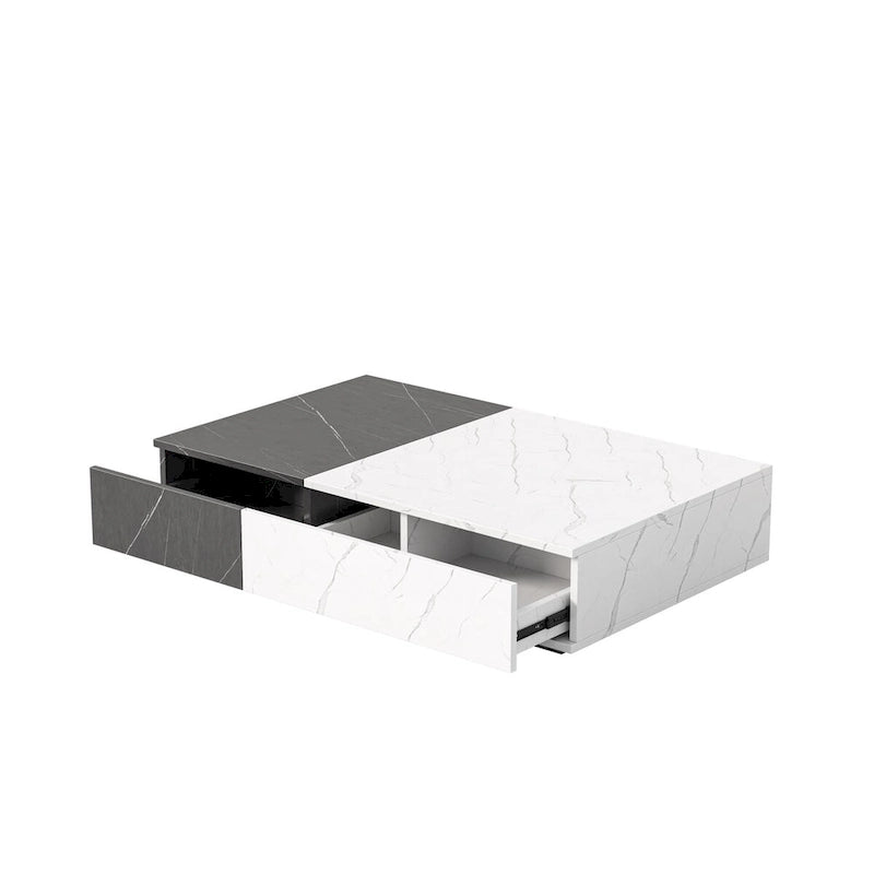 Table basse bicolore avec étagère de rangement
