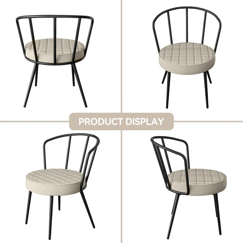 Lot de 2 chaises de salle à manger avec assise en similicuir et pieds en métal