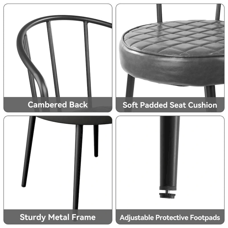 Lot de 2 chaises de salle à manger avec assise en similicuir et pieds en métal
