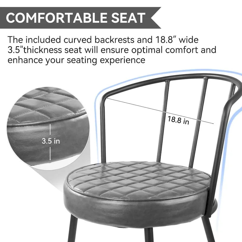 Lot de 2 chaises de salle à manger avec assise en similicuir et pieds en métal