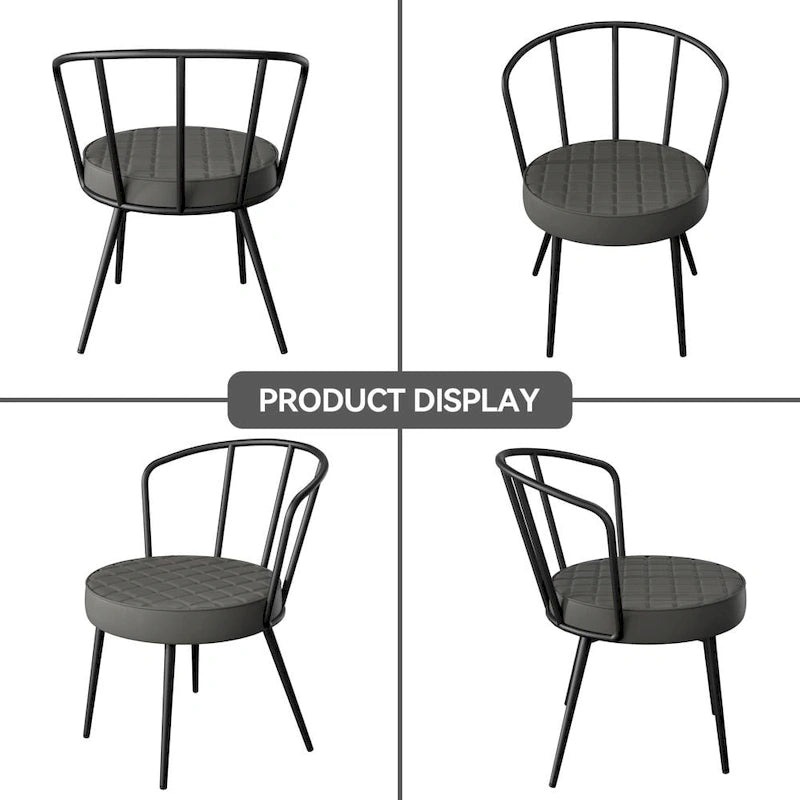 Lot de 2 chaises de salle à manger avec assise en similicuir et pieds en métal