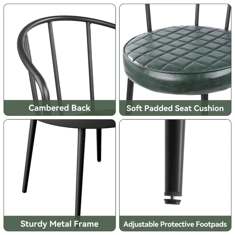 Lot de 2 chaises de salle à manger avec assise en similicuir et pieds en métal