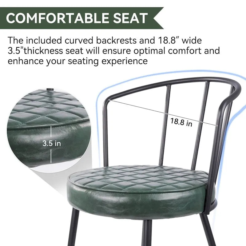 Lot de 2 chaises de salle à manger avec assise en similicuir et pieds en métal