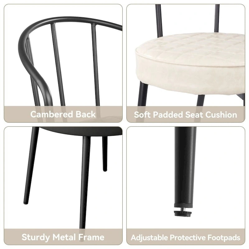 Lot de 2 chaises de salle à manger avec assise en similicuir et pieds en métal