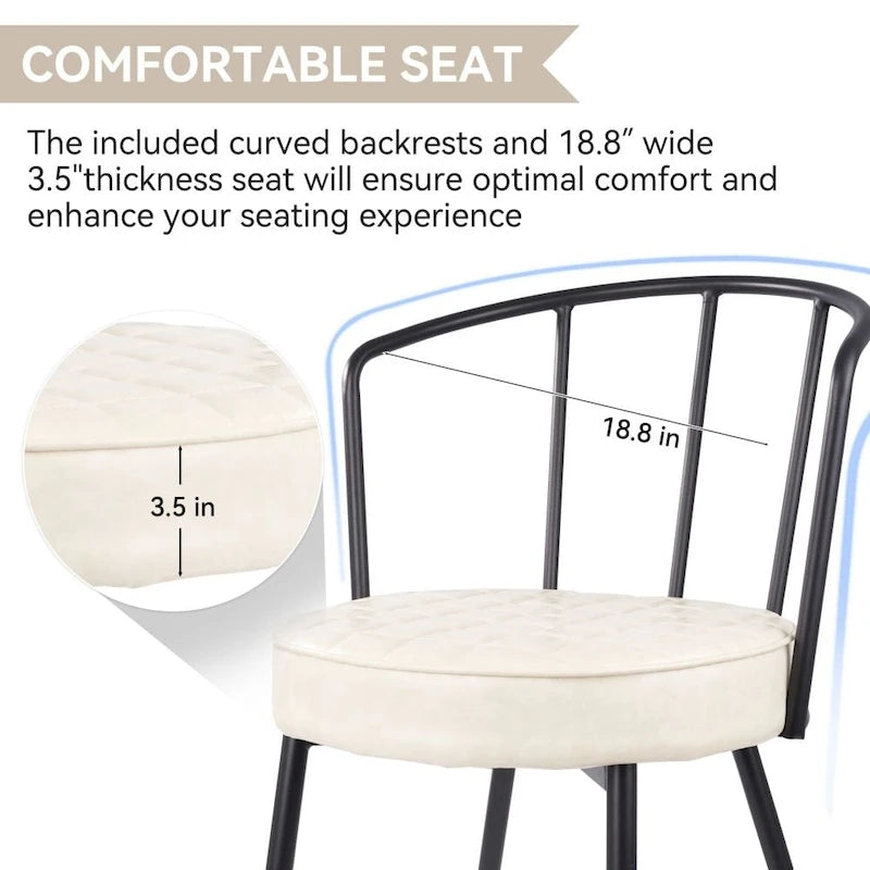 Lot de 2 chaises de salle à manger avec assise en similicuir et pieds en métal