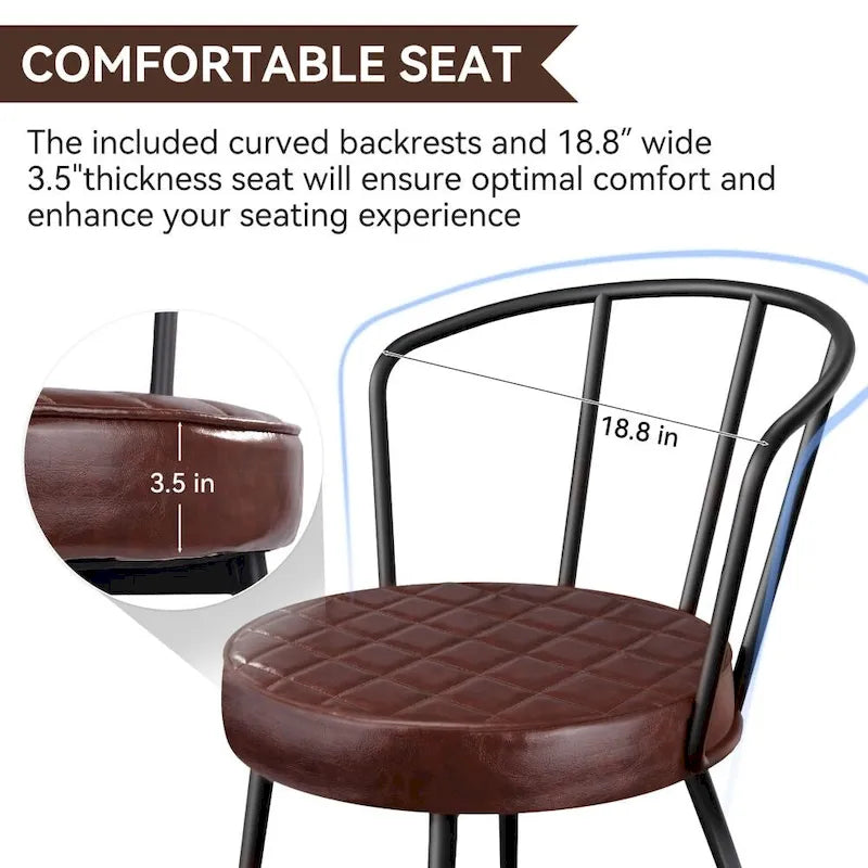 Lot de 2 chaises de salle à manger avec assise en similicuir et pieds en métal