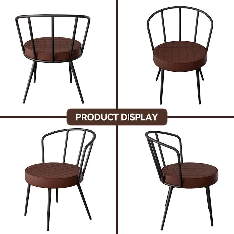 Lot de 2 chaises de salle à manger avec assise en similicuir et pieds en métal