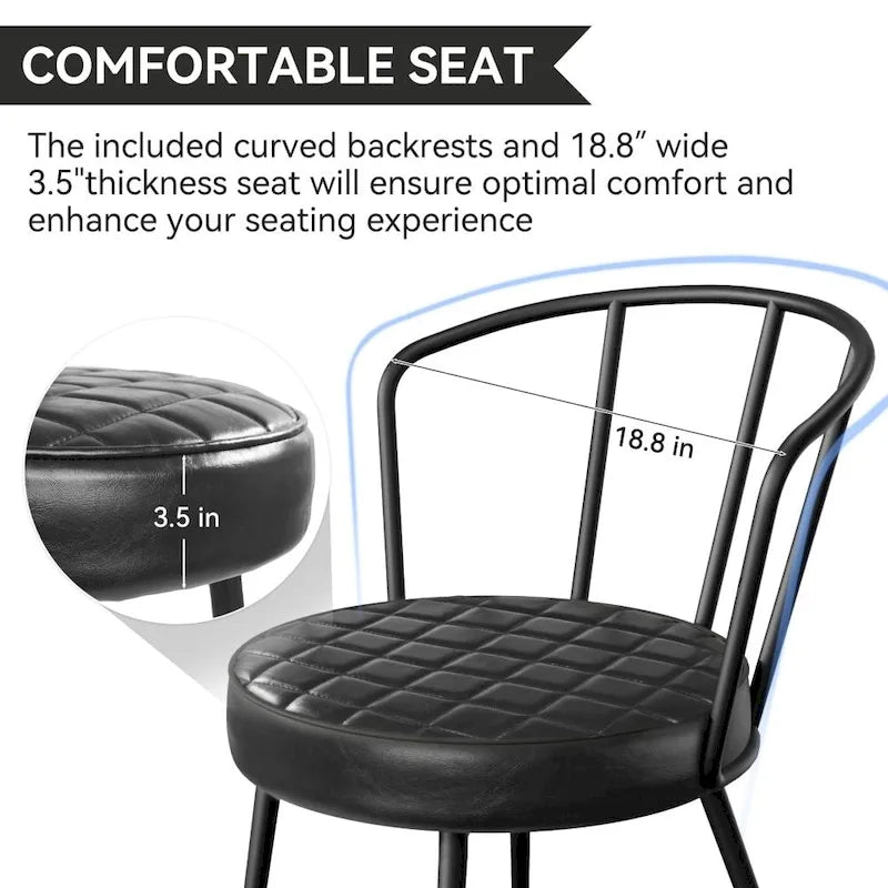 Lot de 2 chaises de salle à manger avec assise en similicuir et pieds en métal